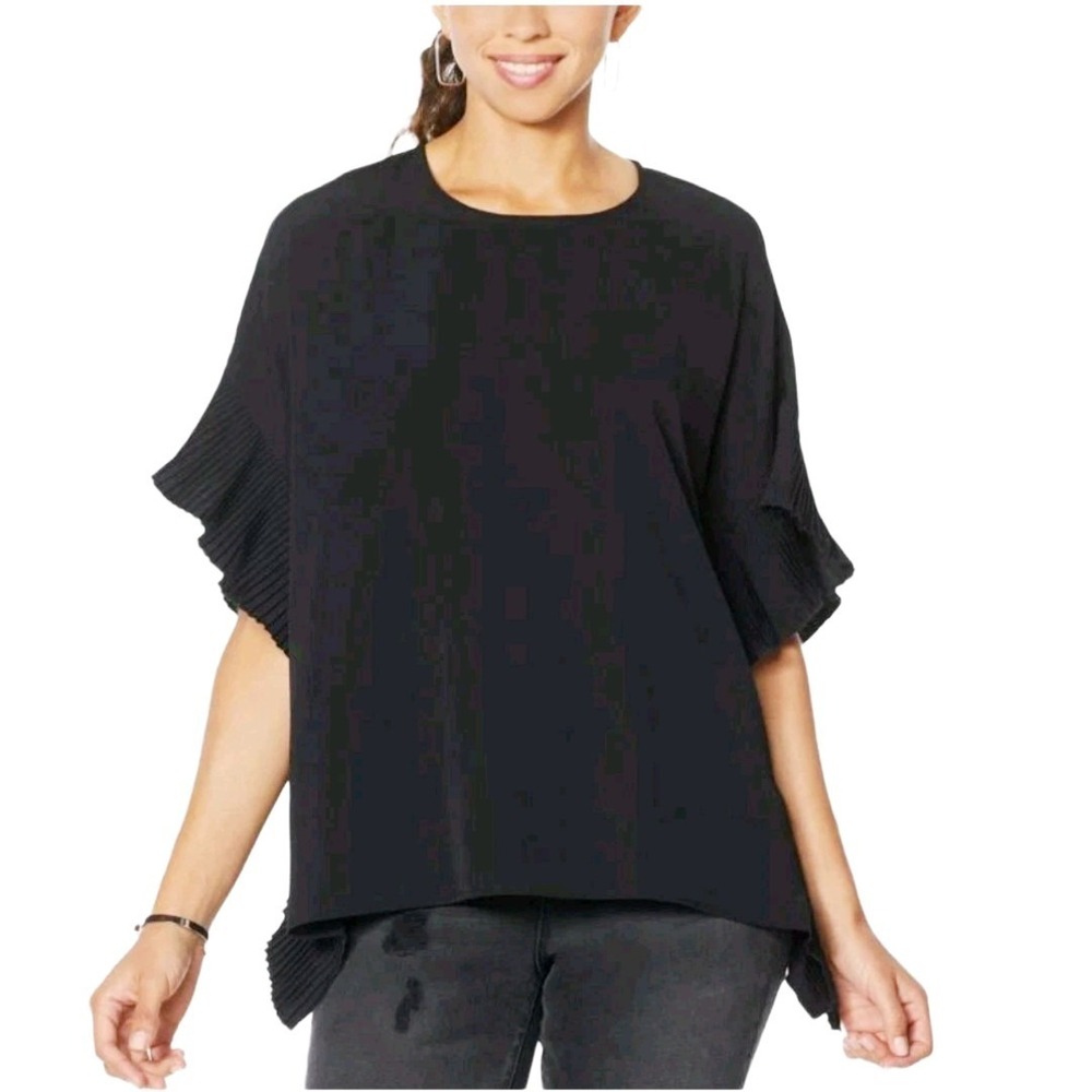 DG2 Black Poncho‎ Shirt Lace Detail Women's Size 2x/3x NWT QVC Whimsygoth
